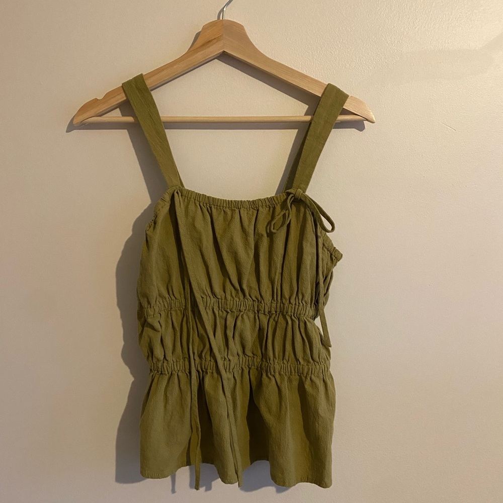 green lace embroidered top